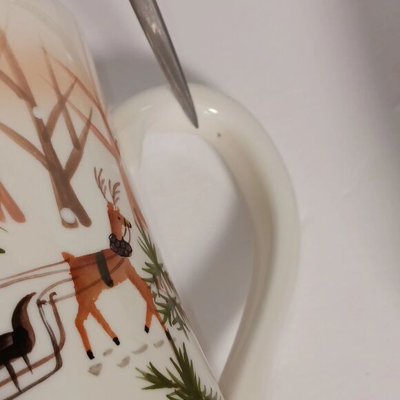 2 Hallmark Christmas Mugs Santa Reindeer Watching Tea Coffee Cup 16 oz - Picture 14 of 16